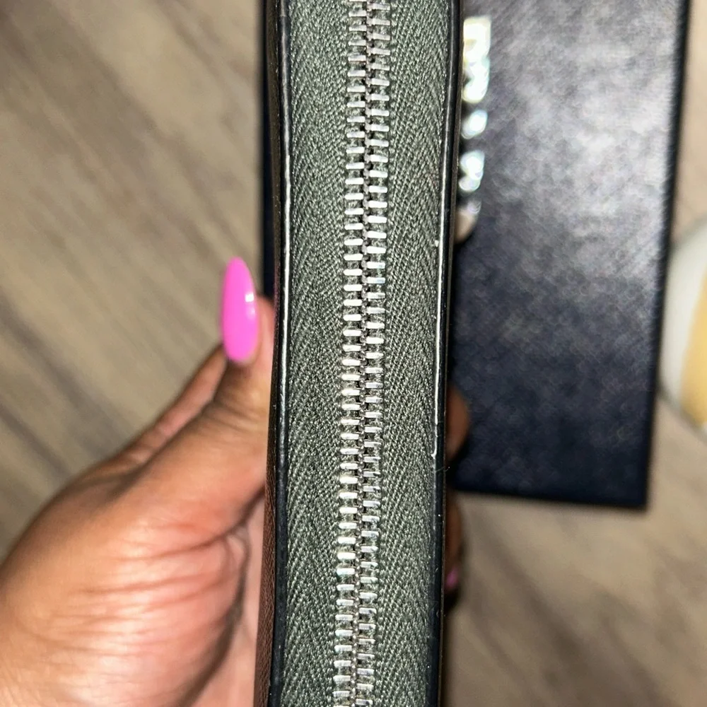 Prada Saffiano Black Leather‎ Large Zip-Around Wallet